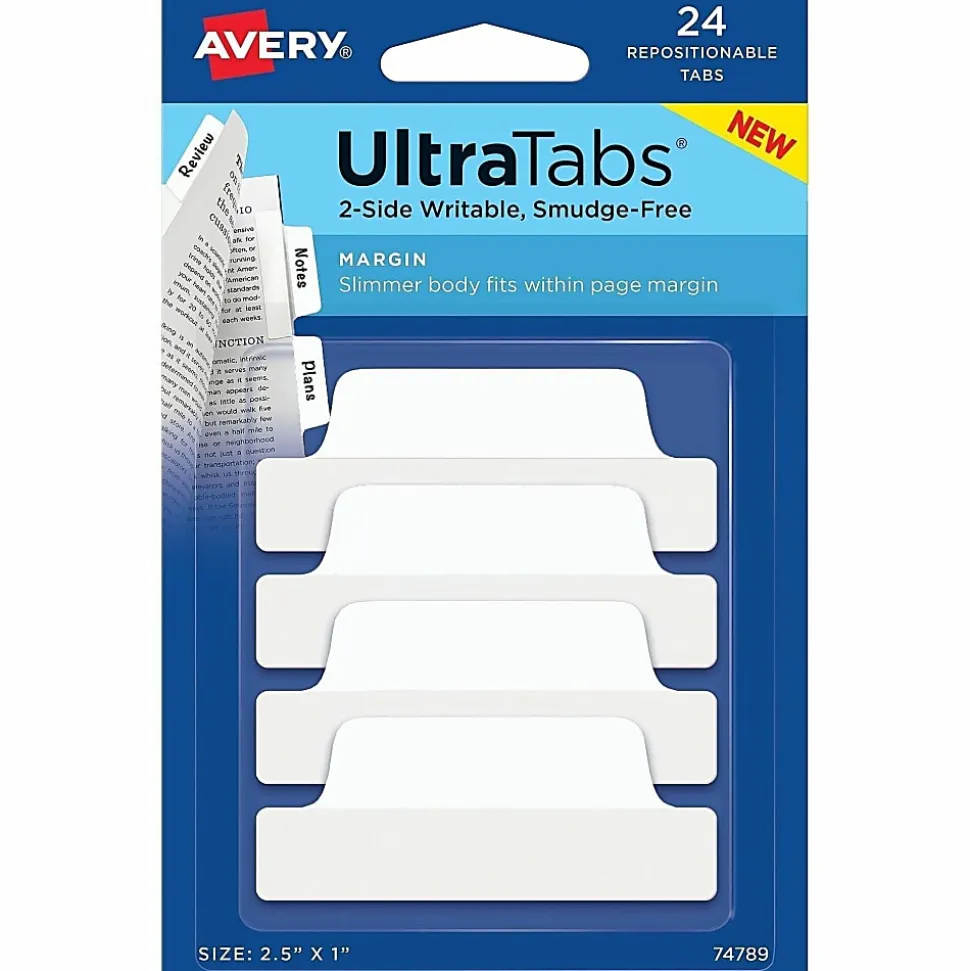 Avery® Ultra Tabs Repositionable Margin Tabs, 74789