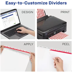 Avery® Unpunched Customizable Dividers, 8 Tab, White, 25 Sets - 11444