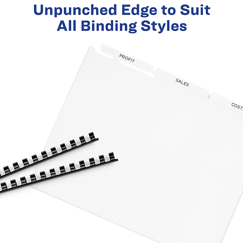 Avery® Unpunched Customizable Dividers, 8 Tab, White, 25 Sets - 11444
