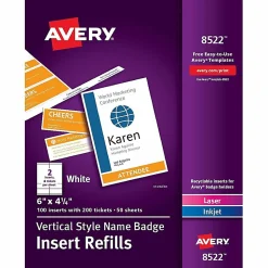 Avery® Vertical Name Badge Inserts, 6