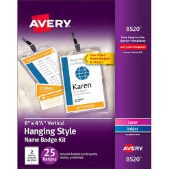 Avery® Vertical Name Badge Kit, 6