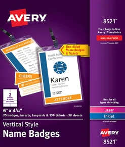 Avery® Vertical Name Badge Kit, 6