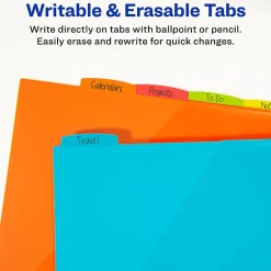 Avery® Write & Erase Durable Plastic Dividers With Pockets, 8-1/2