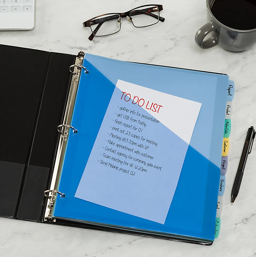 Avery® Write & Erase Pocket Plastic Dividers For 3 Ring Binders, 9-1/4" x 11-1/4", 8-Tab Set, Multicolor, 1 Set