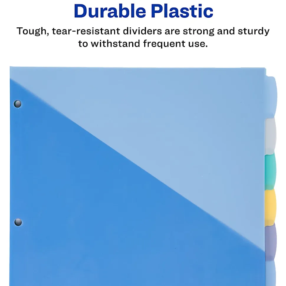 Avery® Write & Erase Pocket Plastic Dividers For 3 Ring Binders, 9-1/4" x 11-1/4", 8-Tab Set, Multicolor, 1 Set