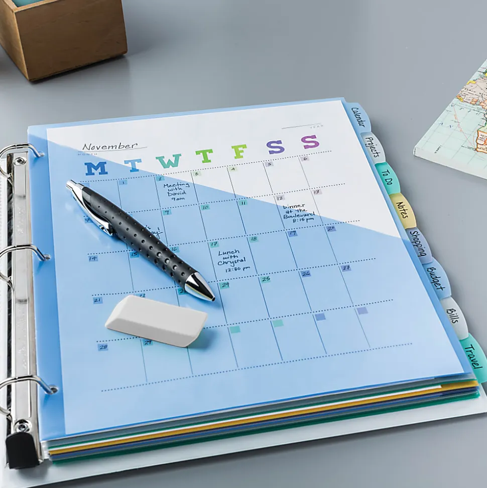 Avery® Write & Erase Pocket Plastic Dividers For 3 Ring Binders, 9-1/4" x 11-1/4", 8-Tab Set, Multicolor, 1 Set