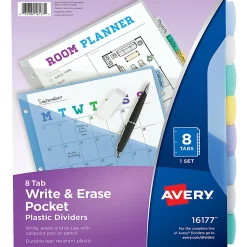 Avery® Write & Erase Pocket Plastic Dividers For 3 Ring Binders, 9-1/4
