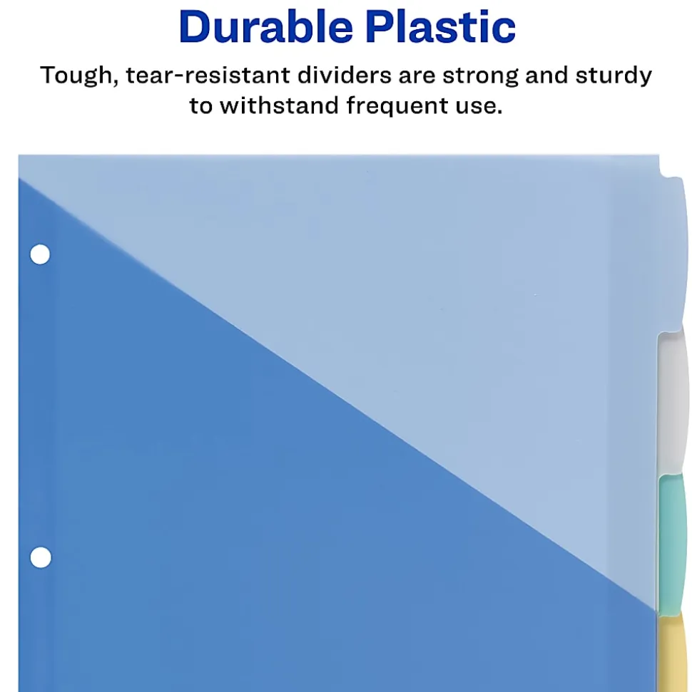 Avery® Write & Erase Pocket Plastic Dividers For 3 Ring Binders, 9-1/4" x 11-1/4", 5-Tab Set, Multicolor, 1 Set