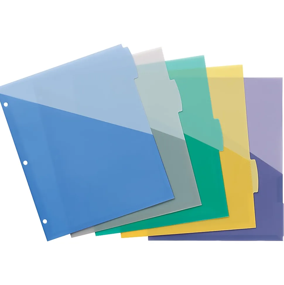 Avery® Write & Erase Pocket Plastic Dividers For 3 Ring Binders, 9-1/4" x 11-1/4", 5-Tab Set, Multicolor, 1 Set