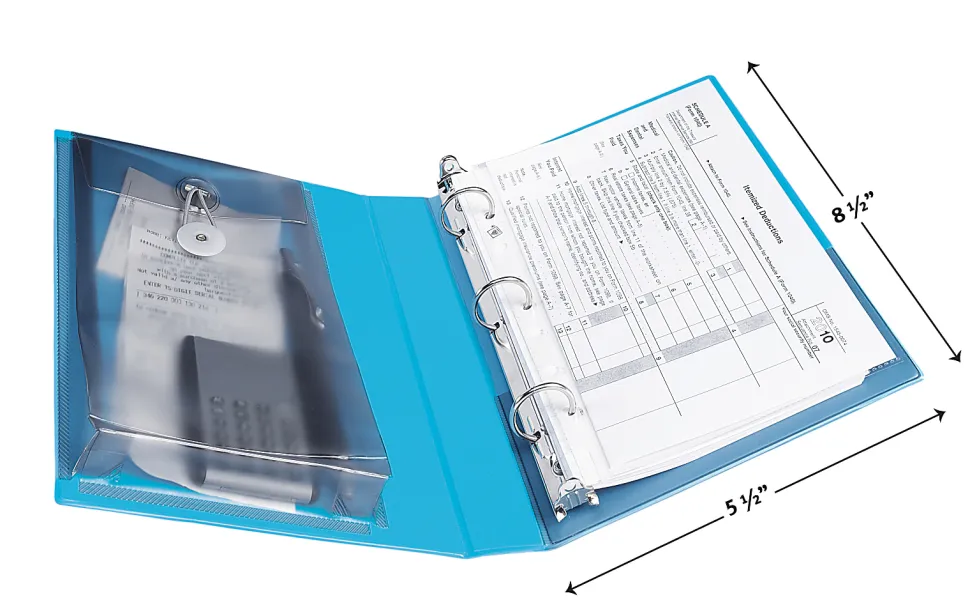 Avery® 5-1/2" x 8-1/2" Mini Durable View Protect & Store™ Binder, 1" Round Rings, Aqua, 1 Mini Binder