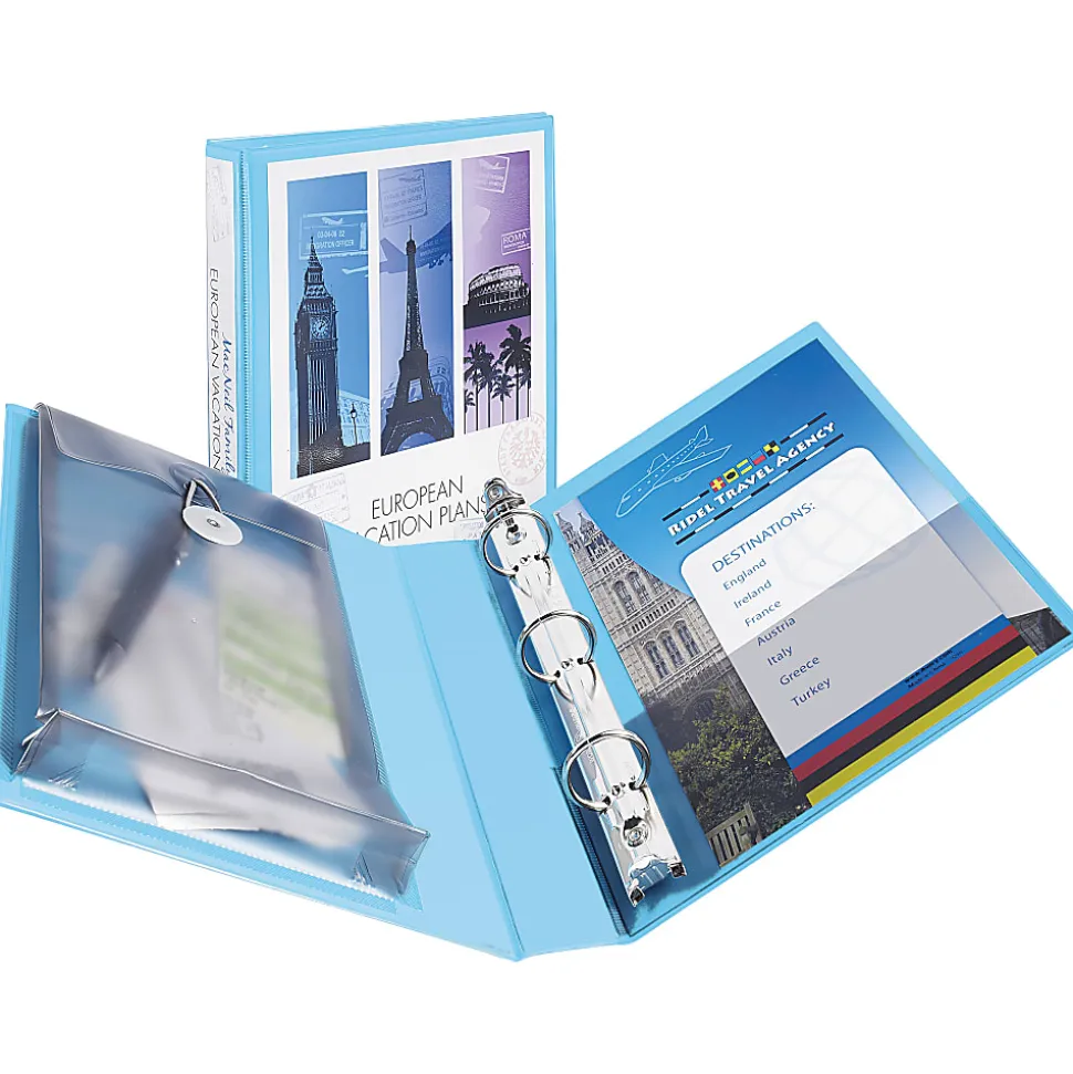 Avery® 5-1/2" x 8-1/2" Mini Durable View Protect & Store™ Binder, 1" Round Rings, Aqua, 1 Mini Binder