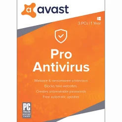 AVG Avast Antivirus Pro, 3 Devices, 1-Year Subscription, Disc