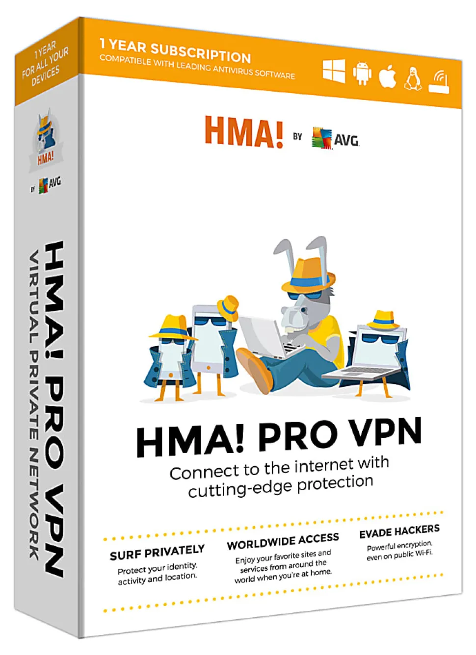 AVG HMA VPN + Internet Security, For Unlimited Devices, 1-Year Subscription, USB Bundle