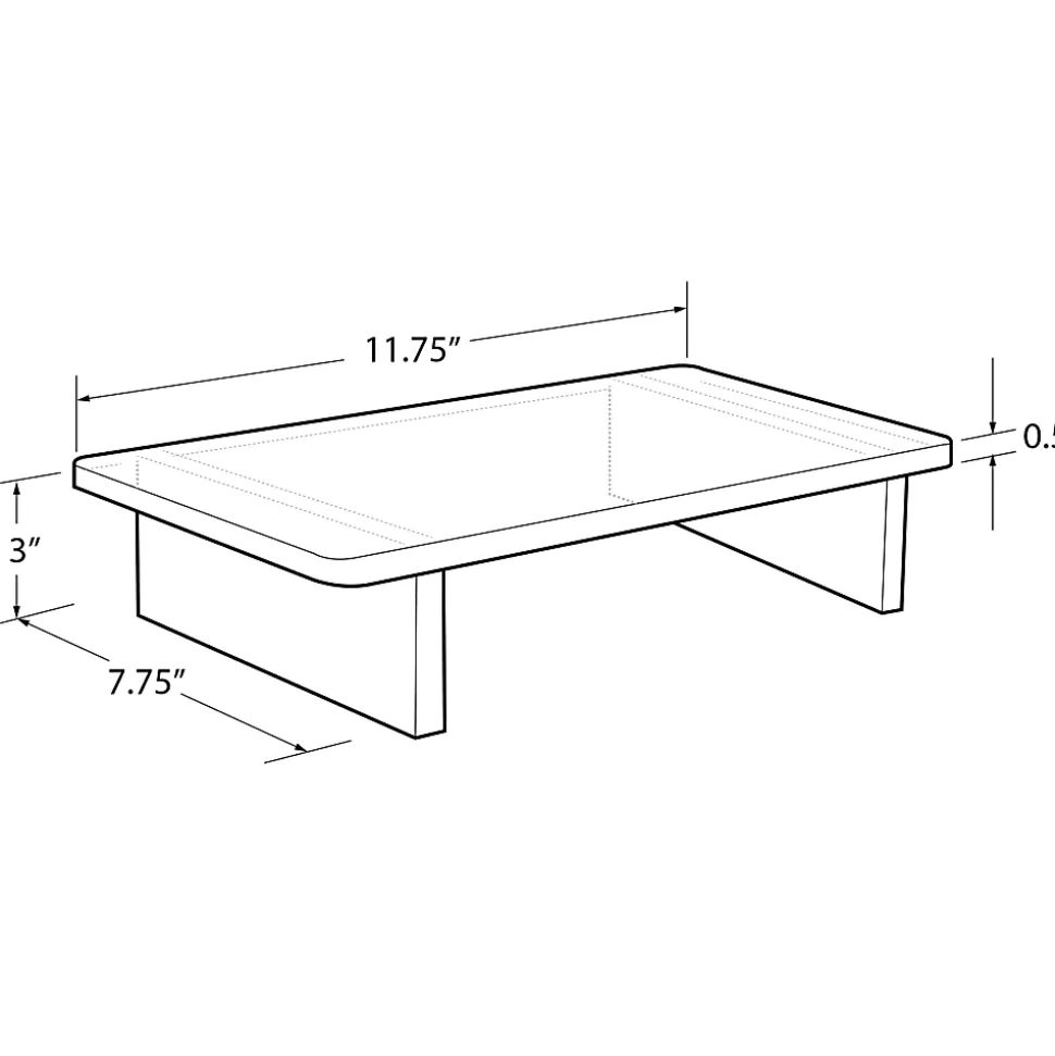 Azar Displays Deluxe Acrylic Monitor Riser Display, 3”H x 11-3/4”W x 7-3/4”D, Clear