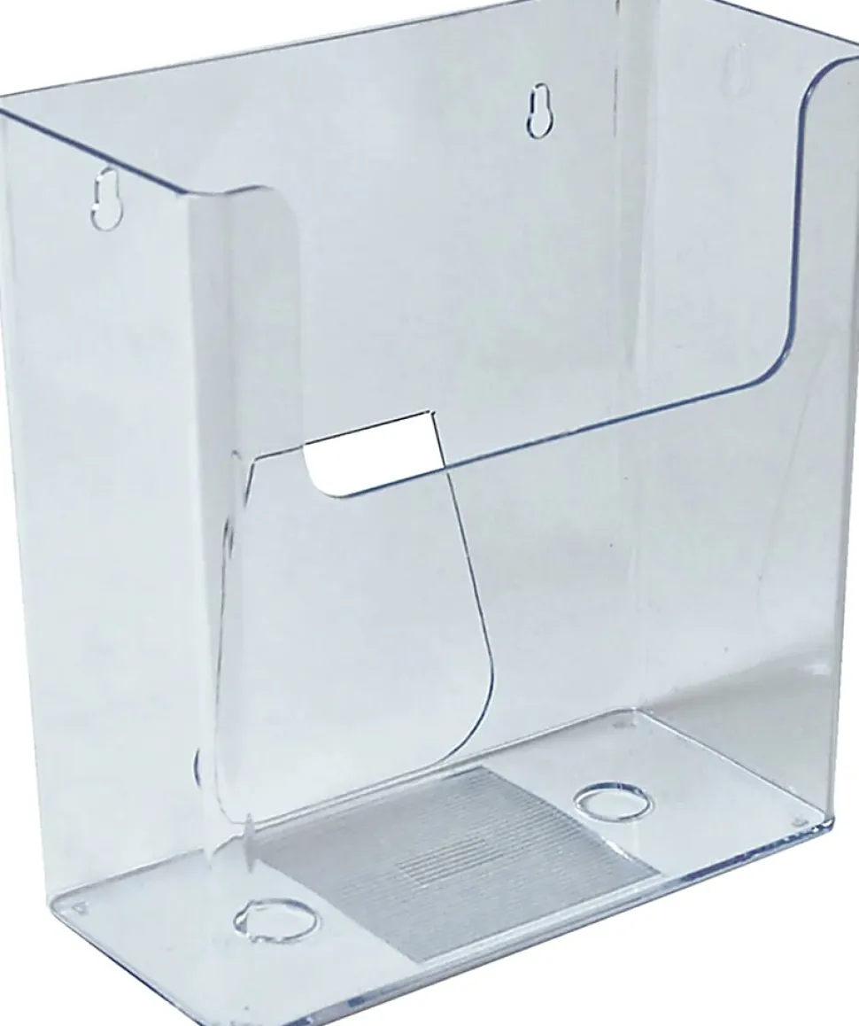 Azar Displays Desktop/Wall-Mount File Holders, 9-1/2"H x 8-7/8"W x 4-1/4"D, Clear, Pack Of 4 Holders
