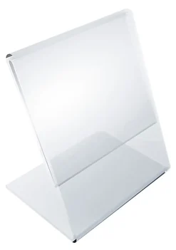 Azar Displays L-Shaped Acrylic Sign Holders, 4"H x 3"W x 3"D, Clear, Pack Of 10 Holders