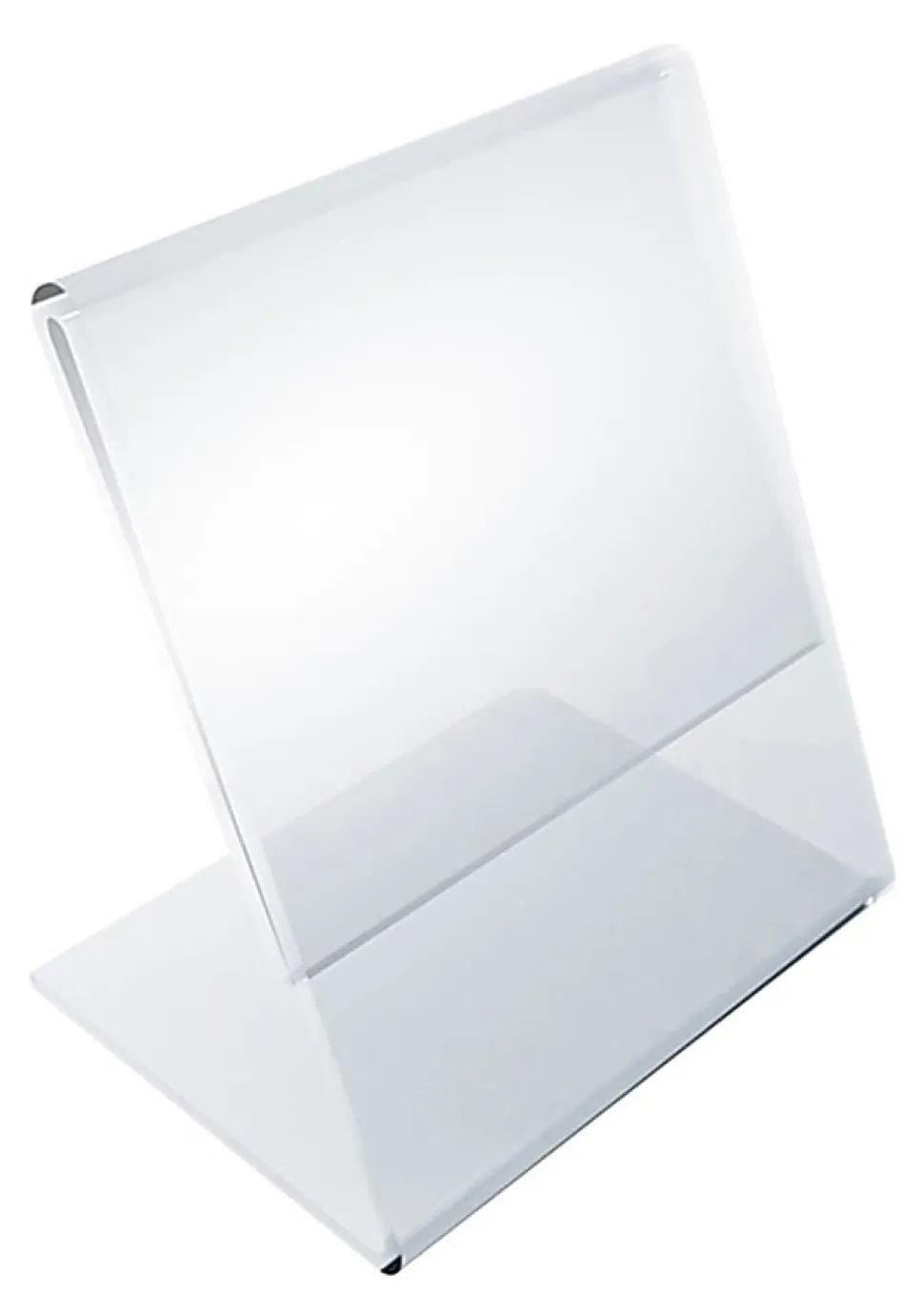 Azar Displays L-Shaped Acrylic Sign Holders, 4"H x 3"W x 3"D, Clear, Pack Of 10 Holders