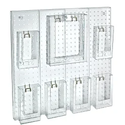 Azar Displays 7-Pocket Acrylic Multi-Tier Pegboard Wall Brochure Holder, 24