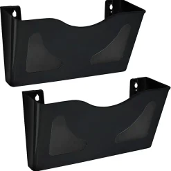 Azar Displays Single Pocket Wall Mount File Holders, 7”H x 15”W x 4”D, Black, Pack Of 2 Holders