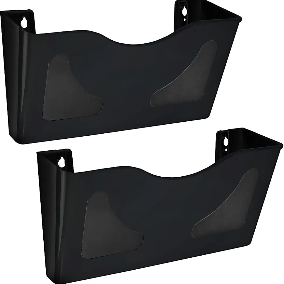 Azar Displays Single Pocket Wall Mount File Holders, 7”H x 15”W x 4”D, Black, Pack Of 2 Holders