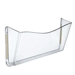 Azar Displays Single-Pocket Wall Files, Adhesive Tape Mount, 7"H x 14-3/4"W x 3"D, Clear, Pack Of 4 Files