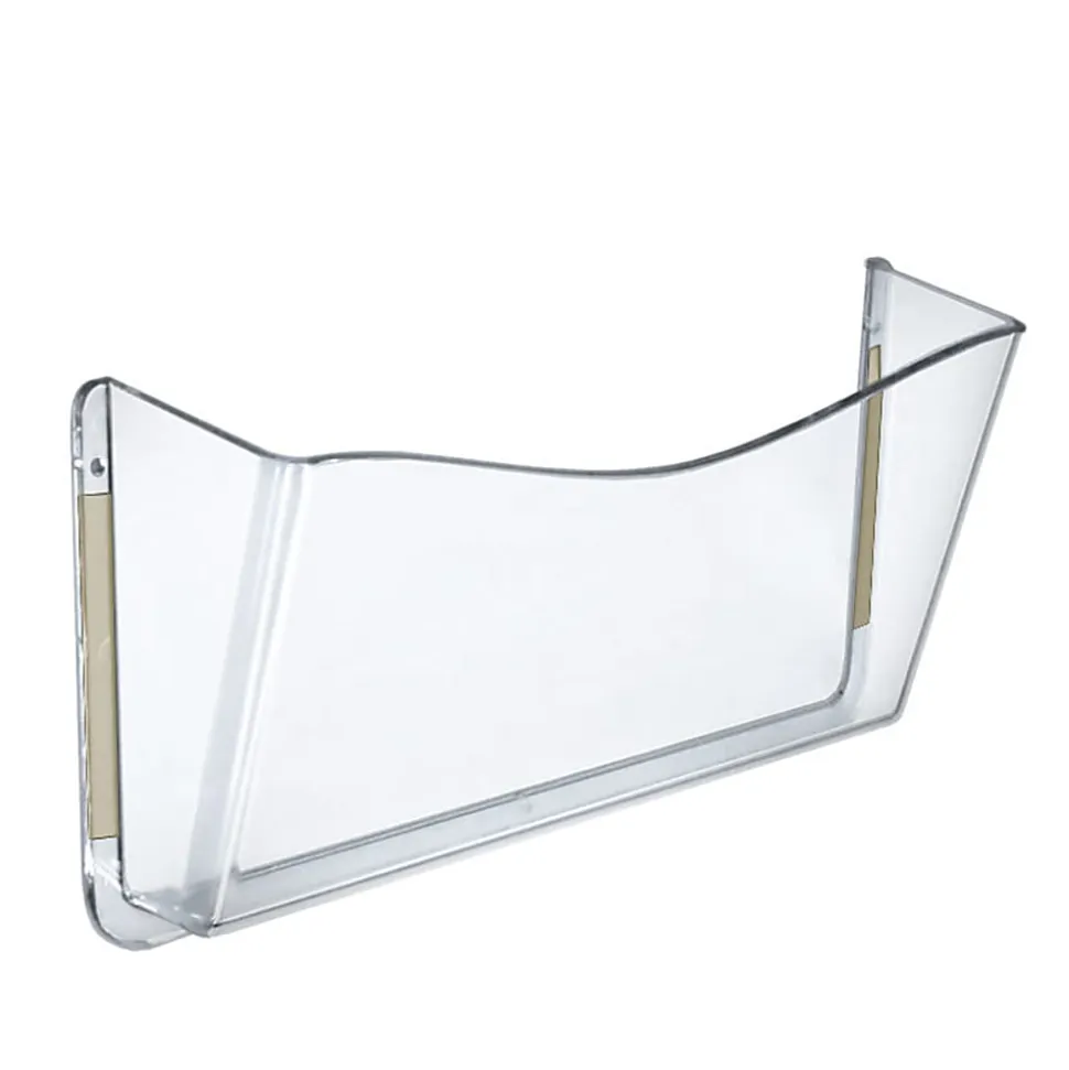 Azar Displays Single-Pocket Wall Files, Adhesive Tape Mount, 7"H x 14-3/4"W x 3"D, Clear, Pack Of 4 Files
