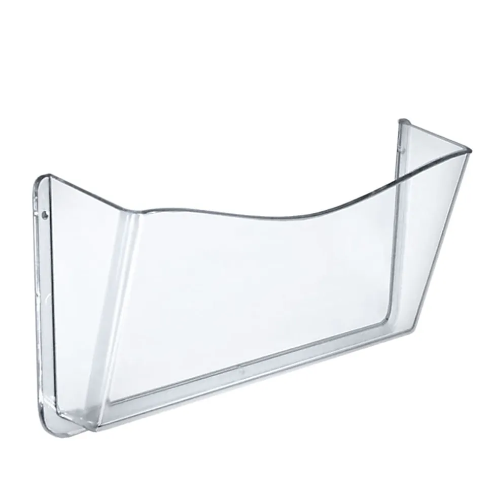 Azar Displays Single-Pocket Wall Files, Screw Mount, 7"H x 14-3/4"W x 3"D, Clear, Pack Of 4 Files