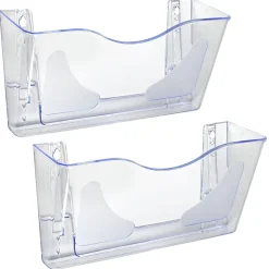 Azar Displays Single Pocket Wall Mount File Holders, 7”H x 15”W x 4”D, Clear, Pack Of 2 Holders