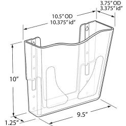 Azar Displays Single Vertical Pocket Wall Mount File Holders, 10”H x 10-1/2”W x 3-3/4”D, Black, Pack Of 2 Holders