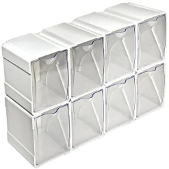 Azar Displays Stackable Tilt Bin Counter Organizers, 5-1/2”H x 4-3/4”W x 4-5/8”L, White, Pack Of 8 Organizers