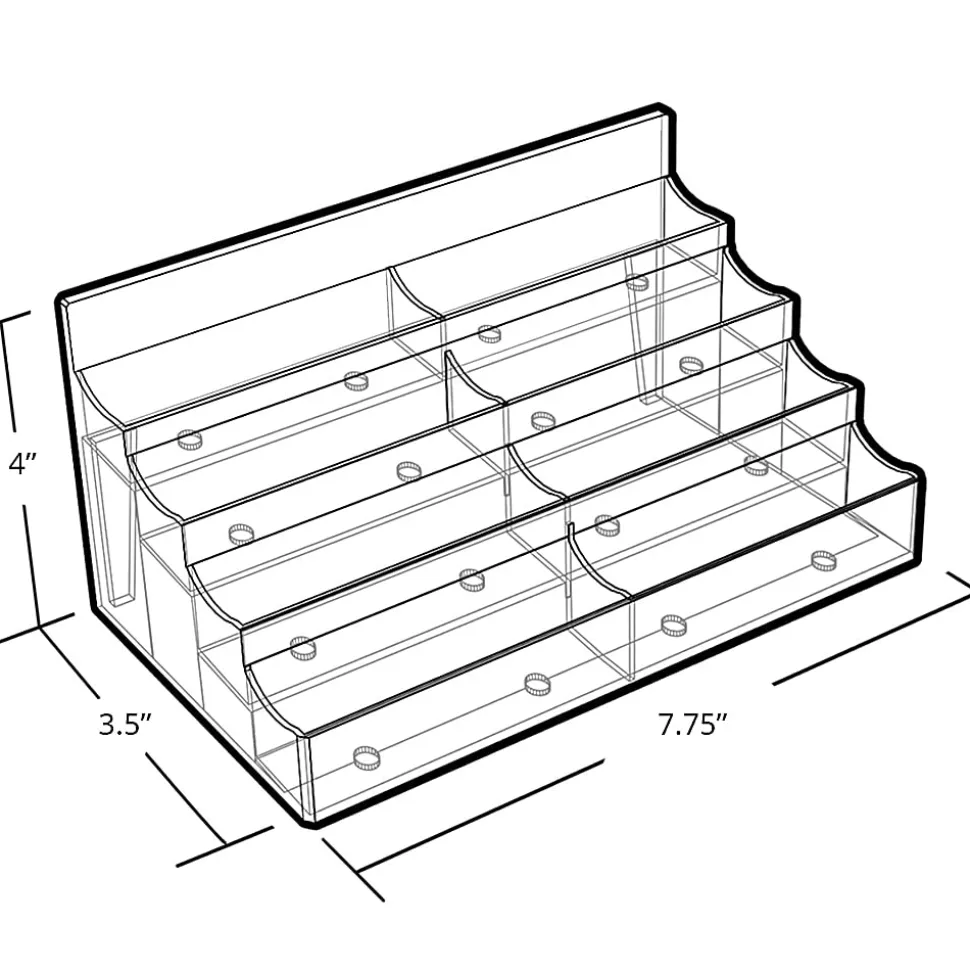 Azar Displays 4-Tier Acrylic Business/Gift Card Holders, Clear, Pack Of 2 Card Holders