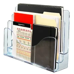 Azar Displays 3-Tier File And Brochure Desktop Wall Organizer With Dividers, 11-1/2