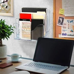 Azar Displays 3-Tier File And Brochure Desktop Wall Organizer With Dividers, 11-1/2