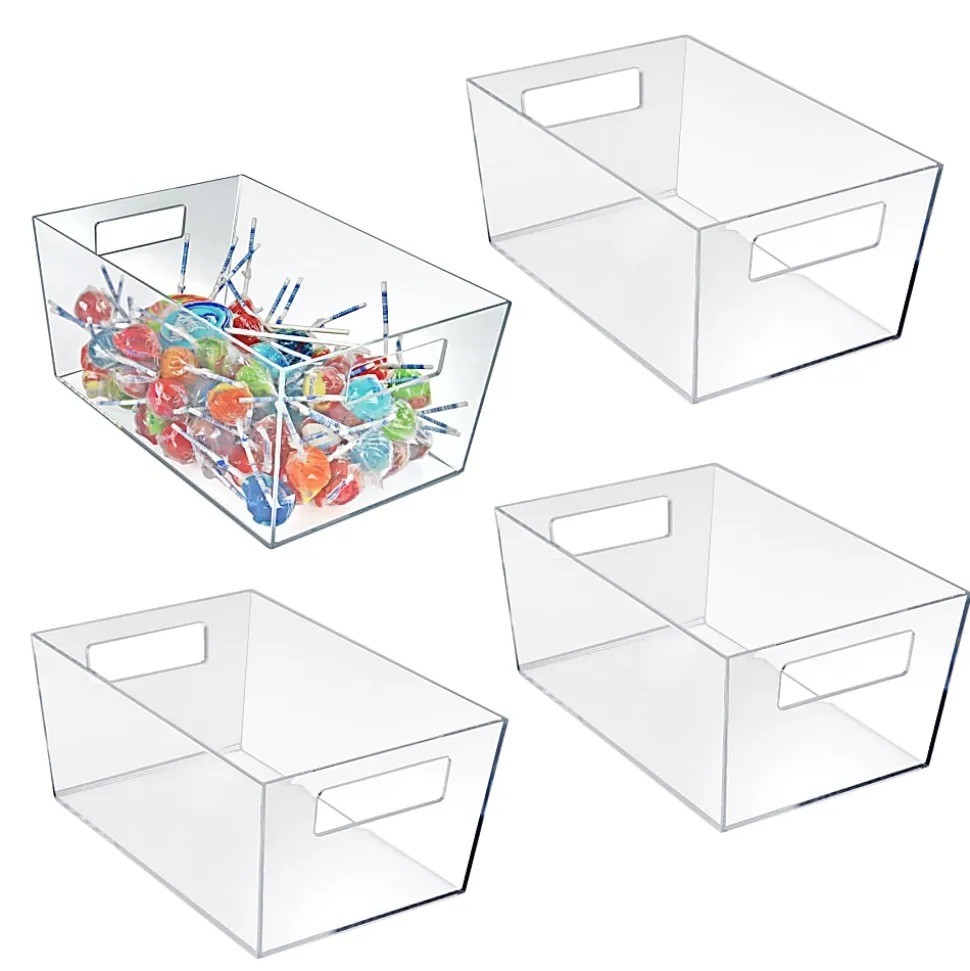 Azar Displays Tote Bins With Handles, X-Large, Clear, Pack Of 4 Bins