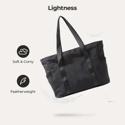 BAGSMART Nylon Zoraesque Tote, 12-1/2”H x 15-1/4”W x 6”D, Black