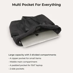BAGSMART Nylon Zoraesque Tote, 12-1/2”H x 15-1/4”W x 6”D, Black