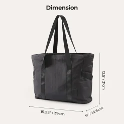 BAGSMART Nylon Zoraesque Tote, 12-1/2”H x 15-1/4”W x 6”D, Black