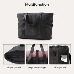 BAGSMART Nylon Zoraesque Tote, 12-1/2”H x 15-1/4”W x 6”D, Black