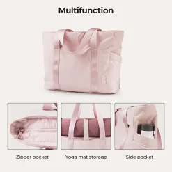 BAGSMART Nylon Zoraesque Tote, 12-1/2”H x 15-1/4”W x 6”D, Pink