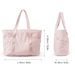BAGSMART Nylon Zoraesque Tote, 12-1/2”H x 15-1/4”W x 6”D, Pink