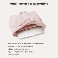 BAGSMART Nylon Zoraesque Tote, 12-1/2”H x 15-1/4”W x 6”D, Pink