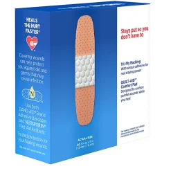 BAND-AID® Brand TRU-STAY™ Plastic Strips Adhesive Bandages, All One Size, Box of 60