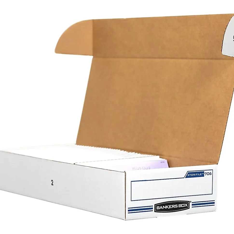 Bankers Box® Econo Stor/File™ Standard-Duty Storage Boxes, 9" x 24" x 4", White/Blue, Case Of 12