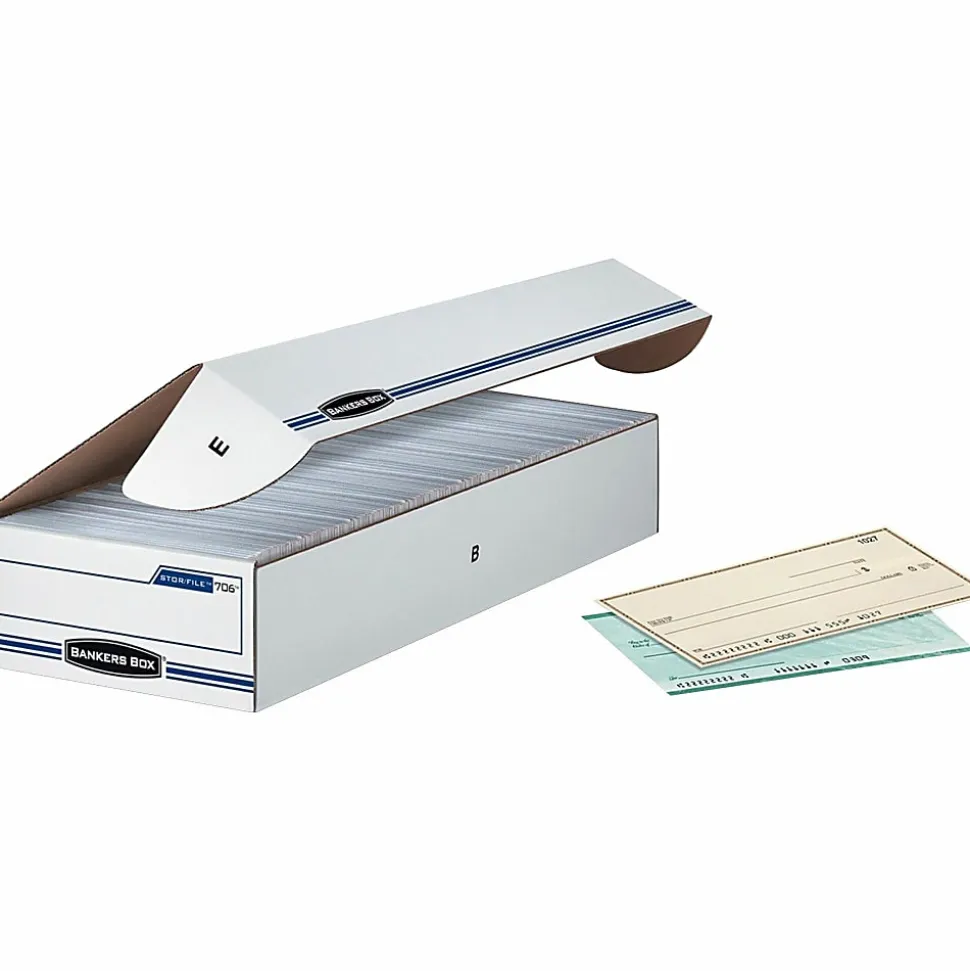 Bankers Box® Econo Stor/File™ Standard-Duty Storage Boxes, 9" x 24" x 4", White/Blue, Case Of 12