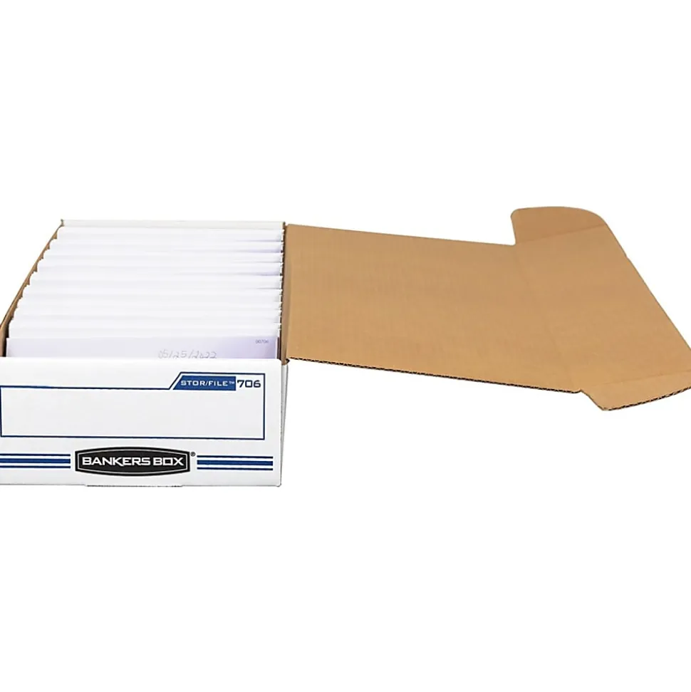 Bankers Box® Econo Stor/File™ Standard-Duty Storage Boxes, 9" x 24" x 4", White/Blue, Case Of 12