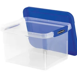 Bankers Box® Heavy-Duty Portable Storage File Box, Letter/Legal Size, 10 5/8" x 14 3/16" x 17 3/8", Clear/Blue