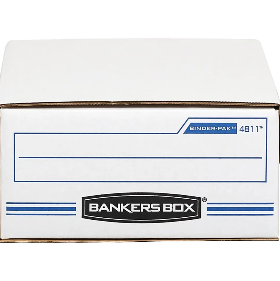 Bankers Box® Liberty® Binder Pak Storage Box, 4 3/4" x 9 3/4" x 11 7/8", 35% Recycled, White/Blue