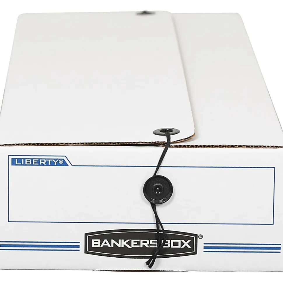 Bankers Box® LIBERTY® Check and Form Boxes, 9.25" x 15" x 4.25", White/Blue, 12/Carton