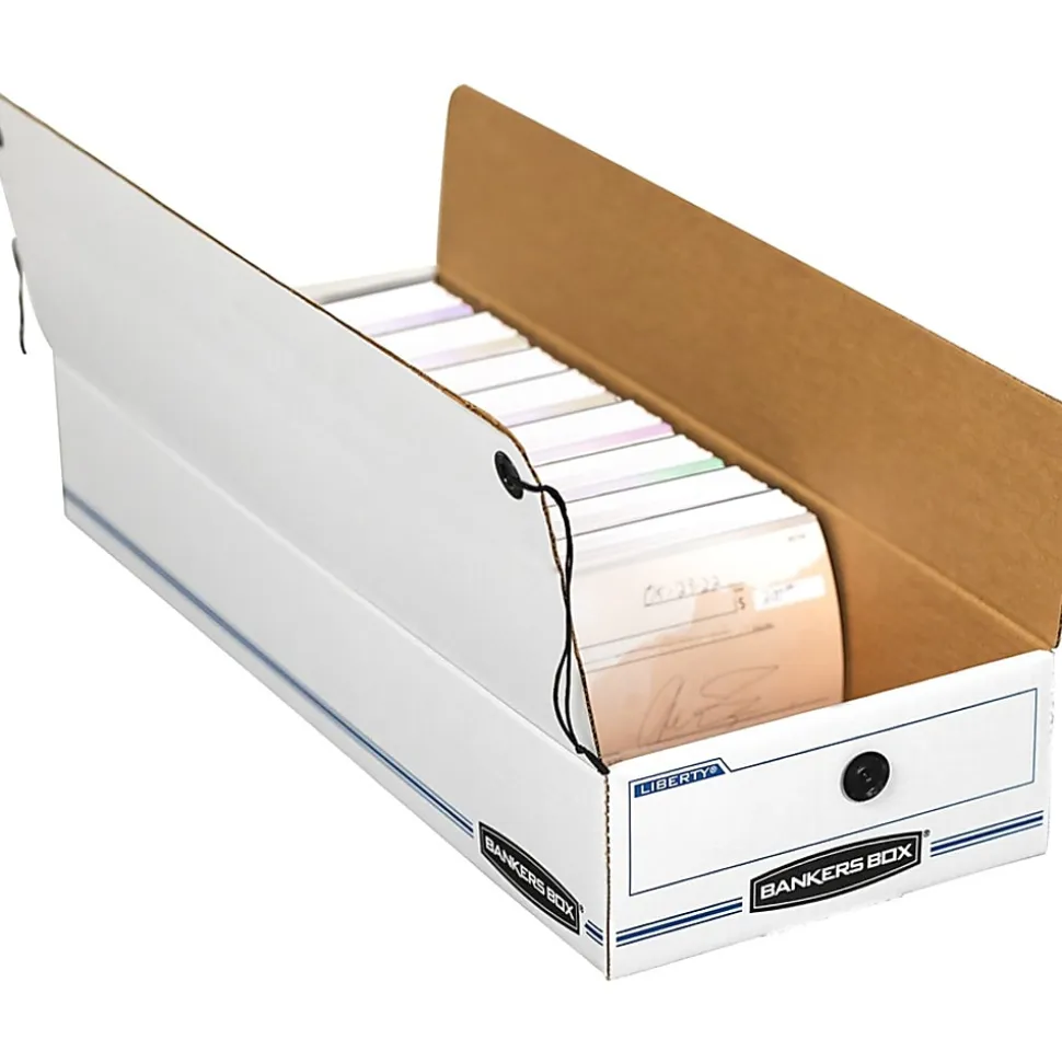 Bankers Box® LIBERTY® Check and Form Boxes, 9.25" x 15" x 4.25", White/Blue, 12/Carton