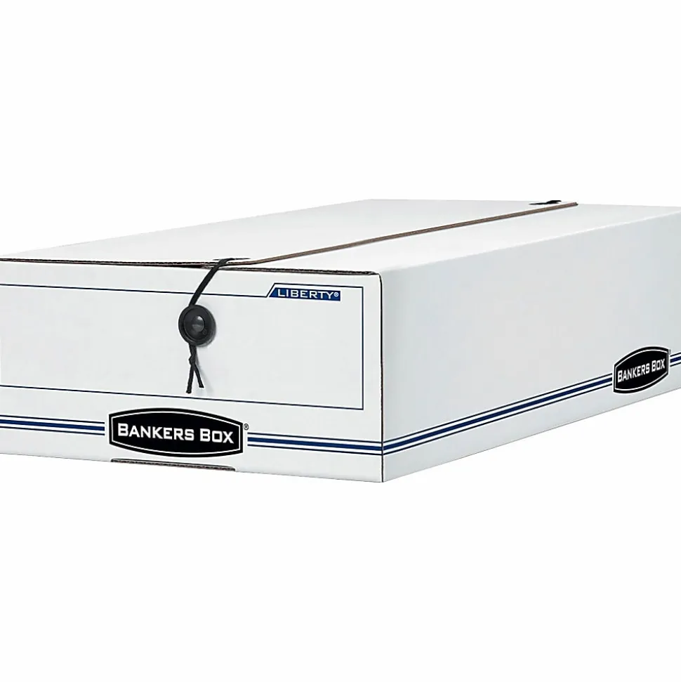 Bankers Box® LIBERTY® Check and Form Boxes, 9.25" x 15" x 4.25", White/Blue, 12/Carton